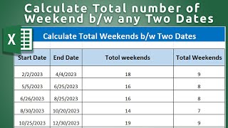 How to Calculate total number of Weekends between any two dates in Ms Excel |Calculate Weekend Days!
