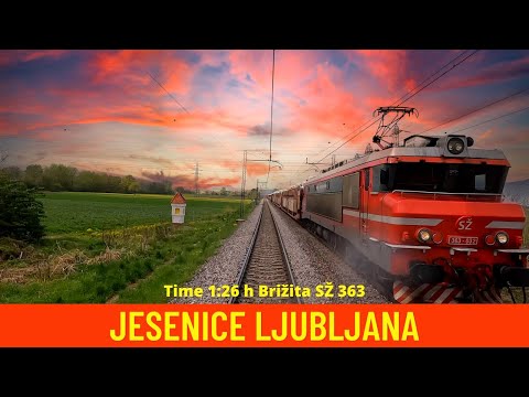 Cab ride Jesenice - Ljubljana (Slovenian Railways) freight train - train drivers view in 4K
