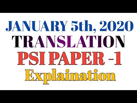 PSI PAPER - 1 [TRANSLATION]