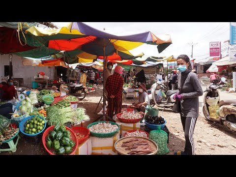 Morning Food Market At Phsa Kramoun Russeykeo - Walking Around Kramoun Market Near My Area Lockdown