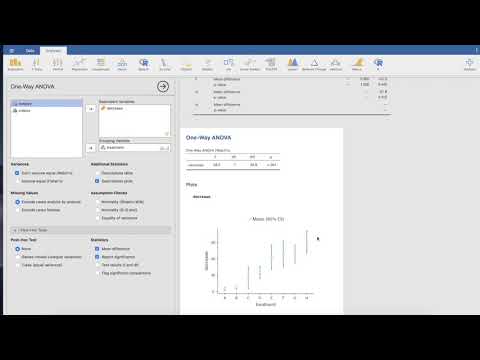Varianzanalyse (one-way anova)  in Jamovi. Statistischer Gruppenvergleich.