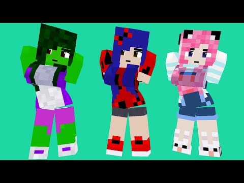YAY! ARIGATO FIRST MEET LADY BUG, SHE HULK AND MEU SAN  - MINECRAFT ANIMATION #shorts