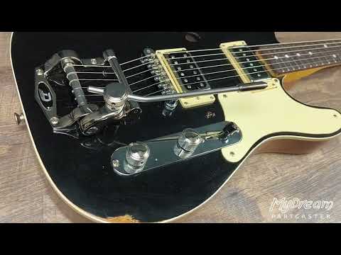 MyDream Partcaster Custom Built - Relic Black Thinline Gibson Scale Duesenberg image 13