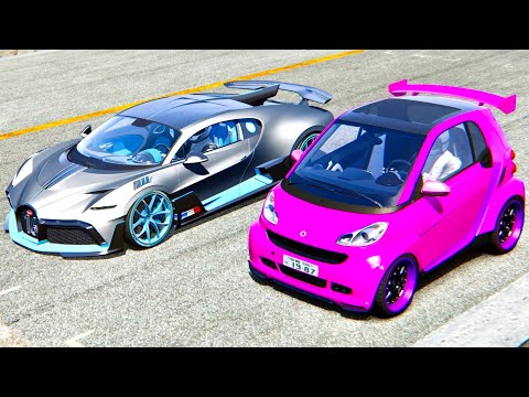 Bugatti Divo vs Smart Brabus Monster 2800 HP - Old Spa