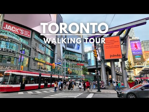 Toronto Walking Tour Downtown Evening | 4K Front St & Yonge St