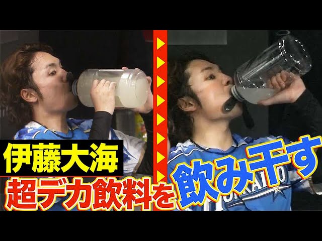 【超デカ飲料】ファイターズ・伊藤『ゴクゴク…ゴクゴク…』