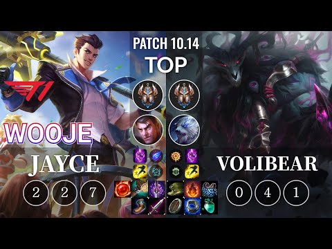 T1 Wooje Jayce vs Volibear Top - KR Patch 10.14