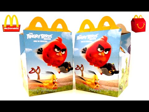 2016 ANGRY BIRDS ACTION McDONALD'S THE ANGRY BIRDS MOVIE HAPPY MEAL BOX TOYS FREE POWER-UPS BIRDCODE Video