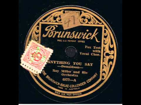 Anything You Say : Ray Miller and His Orchestra