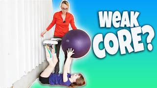 Weak Core? Try This Hand-to-Foot Ball Pass at the Wall 👧🏻🟣 | Exercise Ball Activities #32