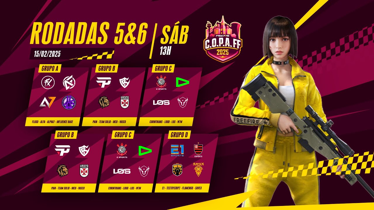 C.O.P.A. FF🚨 PRÉ-LBFF 🏆 RODADA 5 e 6 - GRUPOS A, B, C e D | LBFF 🚨 #freefire