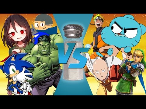 CHARA VS GUMBALL VS HULK VS SAITAMA VS SONIC VS NARUTO!!! Cartoon Fight Club or Salt Assault?