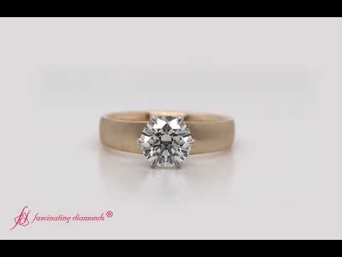 Hidden Halo Round Cut Diamond Engagement Ring With Brush Finish In 14K Yellow Gold - FD10066R