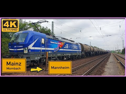 【4K】 Führerstandsmitfahrt Cab Ride Mainz-Mombach nach Mannheim RBF über Groß-Gerau,Nauheim,Biblis