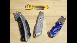 Utility Knife Box Cutter Tutorial and Blade Change Dewalt and Kobalt Retractable, Foldable and Fixed