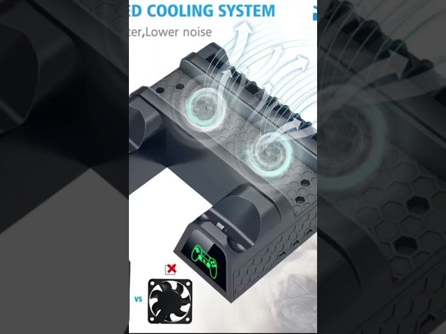 Vídeo relacionado con RIXOW Soporte Vertical Ventilador de Refrigeración para Consola PS4/PS4 Slim/PS4 Pro, Estación de Carga para 2 Mandos con Indicadores LED y Almacenamiento para 12 Disco de Juegos
