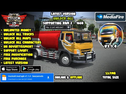 truck simulator indonesia mod apk v1.1.4 | various bug fixes, unlimited money, unlock all drivers