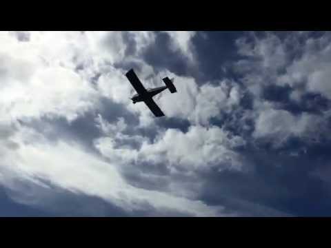 Plane landing over Ballyclare Comrades v Ards Rangers football match 15 08 15