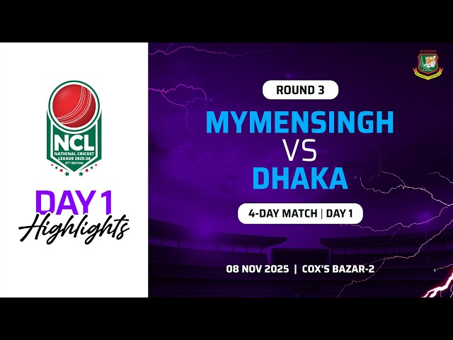 Highlights | 27th NCL, 2025-26 | Mymensingh VS Dhaka | Cox’s Bazar 2 | Round 3 | 4 Day Match | Day 1