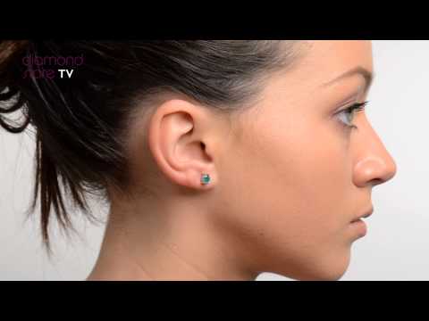 Emerald 5 x 4mm 9K White Gold Earrings - B3601