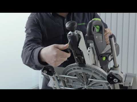 Akumuliatorinis traukiamas skersinio pjovimo pjūklas Festool KSC 60 EB-Basic | 577775 (be akumuliatoriaus ir pakrovėjo) video