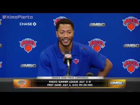 Derrick Rose first Press Conference for  New York Knicks after Bulls Trade