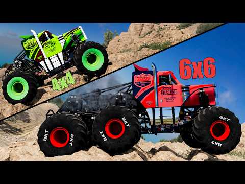 Monster Truck 4x4 vs 6x6 - Who's Better? - Beamng drive