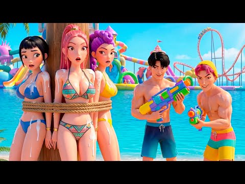 😱👙OMG! STOLE THEIR BIKINIS?! Abby & Jinu embarrassed Rumi & Mira at the beach! | KPOP Demon Hunters