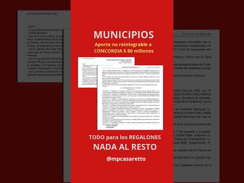 🚨 INDIGNANTE. Sigue la discriminación a municipios PJ. HOY para  CONCORDIA $ 80 millones.