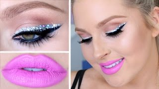 Perfect NYE Makeup! ♡ Easy Chunky Glitter Eyeliner & Hot Pink Lips!
