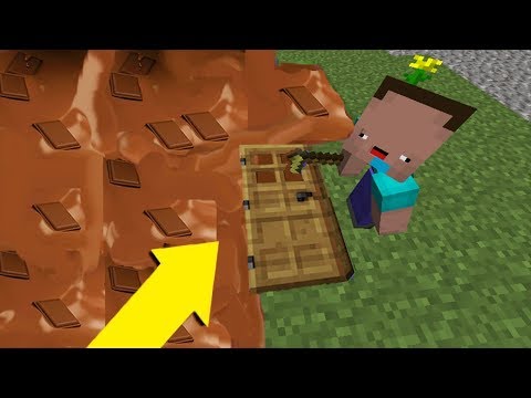 NOOB VS EV YERDE ÇİKOLATA'DAN EV 🍫🐈 Minecraft