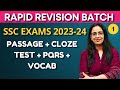 Rapid Revision Batch 1 SSC Exams CGL ESIC Passage Cloze Test PQRS Vocab Rani Ma Am