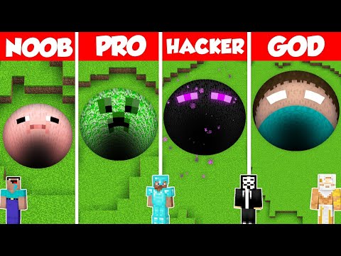 Noob Builder - Minecraft - MONSTER MOB TUNNEL BUILD CHALLENGE - Minecraft Battle: NOOB vs PRO vs HACKER vs GOD / Animation