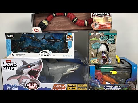 ASMR Sharks, Fish & Sea Creatures Toy Unboxing  ZURU Robo Alive Shark + Mystery Fossil Egg