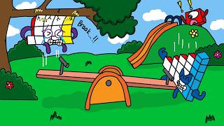Numberblock 13 and 15 playing on a see-saw (13 got hurt) | Numberblocks fanmade coloring story