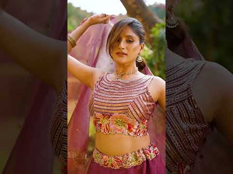 Rose Gold Silk Sequins & Thread Embroidered Lehenga Choli Set