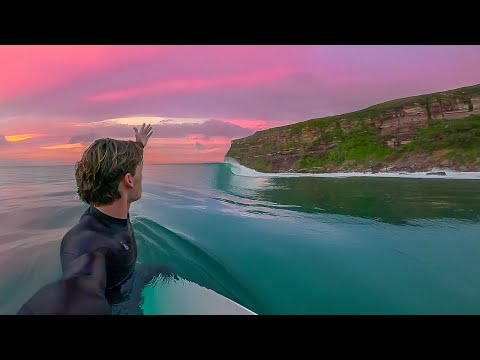 SURFING ALONE IN A MAGICAL SUNSET! (RAW POV)