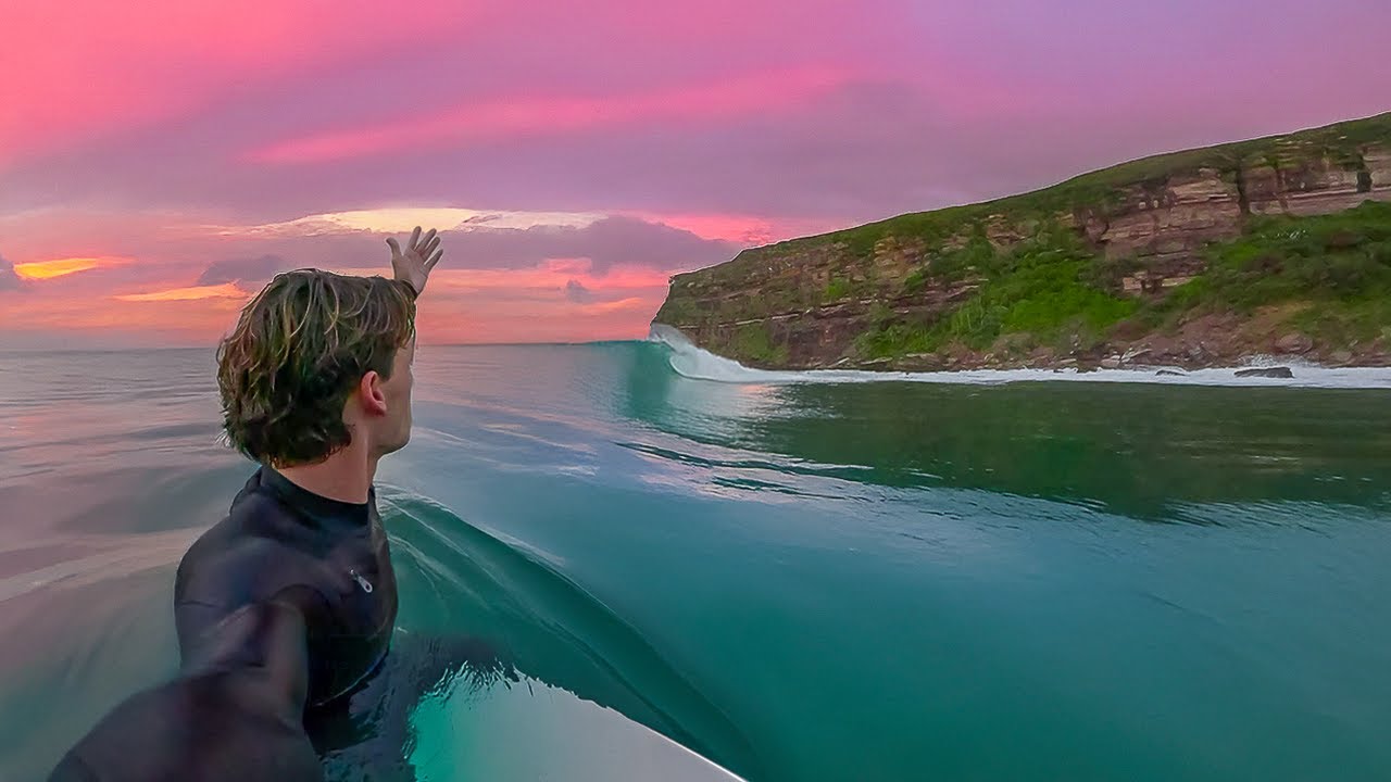 SURFING ALONE IN A MAGICAL SUNSET! (RAW POV)