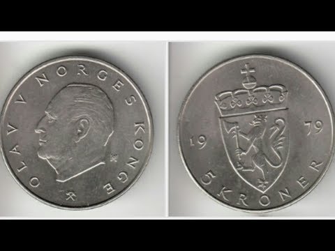 1979 NORWAY 5 KRONER coin VALUE Shield