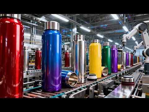 Inside the Thermos Vacuum Flask Factory - How Creates 24h Heat Retention Bottles (Full Process)