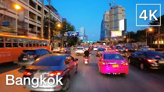 4K🇹🇭 Bangkok | Driving Downtown in the evening - 15/Mar/2022 | Motorcycle Tour