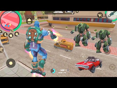 Rope Hero: Vice Town (Rope Hero with Rainbow Energy Suit) Robot Car Kill with Colorful Jetpack - HD