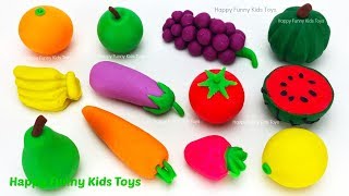 Learn Names of Fruits &amp; Vegetables with Play Doh Surprise Toys Kinder Joy Disney Cars 3 Fun for Kids