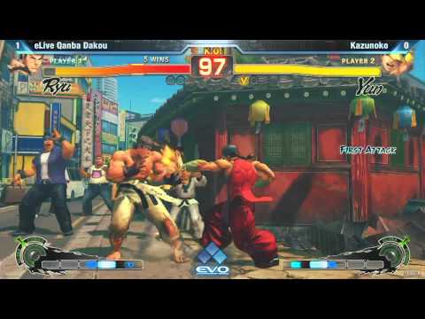 [EVO 2012 SSFIV AE] eLive Qanba Dakou (Ryu) vs Kazunoko (Yun)
