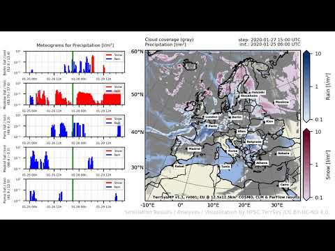 TerrSysMP monitoring run 2020-01-25 - precipitation - Europe (132h)