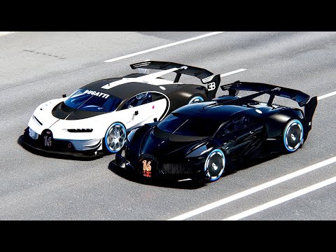 Bugatti Black Devil Concept vs Bugatti Vision GT at Drag Race 20 KM