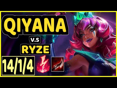 TINOWNS (QIYANA) vs RYZE - 14/1/4 KDA MID CHALLENGER GAMEPLAY - BR