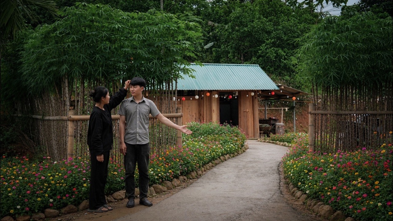 The poor girl was happy to see the small road that Mr. Khanh had built for her.