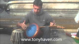 Tony Haven busking with Tabla in Montpellier
