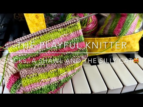 The Playful Knitter Ep. 2 - Socks, a Shawl and a Silly Cat😻